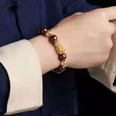 子婳 原矿金龙五路财神高纯度原石本命年转运招财纳福好运连连 朱砂 手串 男女同款情侣款