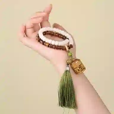 子婳 花梨木佛珠流苏穗子手持白玉菩提半山半水诸事顺利平安喜乐小众复古国风清新优雅百搭串珠#好运 白玉菩提 手串 男女同款情侣款