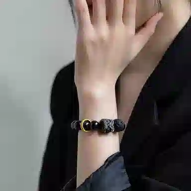 子婳 醒狮设计招财转运国潮风格时尚百搭精致优雅好运连连 黑曜石 手串 男女同款情侣款