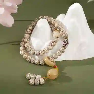子婳 新中式复古国潮招财纳福诸事顺逐三眼天珠手持多圈佛珠文玩 星月菩提 珠串 男女同款情侣款