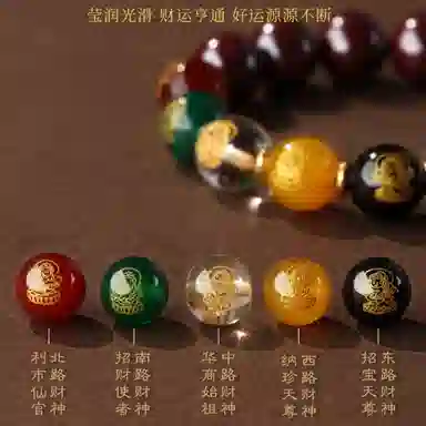 子婳 原矿金龙五路财神高纯度原石本命年转运招财纳福好运连连 朱砂 手串 男女同款情侣款