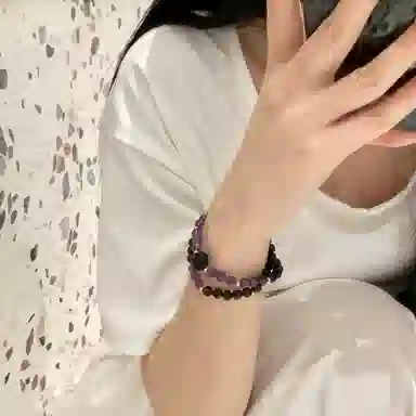 子婳 紫气东来紫水晶搭配串珠玫瑰木制文玩盘玩好运连连诸事顺利中式时尚潮流高级感手饰 降真香 手串 女款