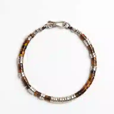 子婳 时尚复古潮流银隔片直切药片单圈串珠新中式国风轻奢高级感个性街头嘻哈风格#好运 虎眼石 手串 男女同款情侣款