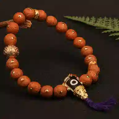 子婳 尼泊尔凤眼菩提镶嵌手持招财转运好运连连中式复古文玩盘玩单圈念珠时尚优雅百搭手饰 凤眼菩提 手串 男女同款情侣款