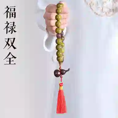 子婳 手持盘玩流苏紫檀木质文玩念珠招财福禄平安顺逐匠心工艺精美百搭串珠#好运 绿檀 木作手串 男款