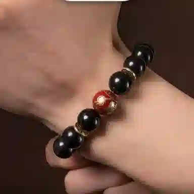 子婳 五岳珠单圈款本命年转运珠文玩新中式复古国风精致古风古朴简约高级感#好运 黑曜石 手串 男款