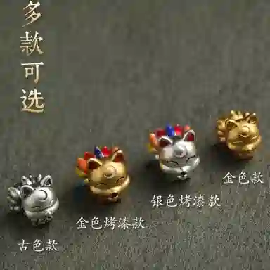 子婳 金银狐狸夏天文玩 百搭招财猫时尚简约 黑曜石 手串 男女同款情侣款