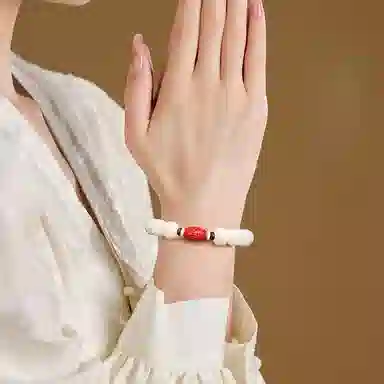 子婳 招财纳福诸事顺利六字真言珠串盘玩文玩手捻冷门复古简约高级感手饰#好运 白玉菩提 手串 男女同款情侣款