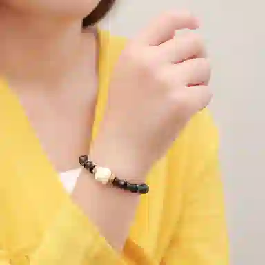 子婳 檀木竹节醒狮招财进宝节节高升新中式小众设计典雅气质文玩盘完串珠#好运 黑檀 手串 男女同款情侣款