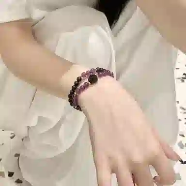 子婳 紫气东来紫水晶搭配串珠玫瑰木制文玩盘玩好运连连诸事顺利中式时尚潮流高级感手饰 降真香 手串 女款