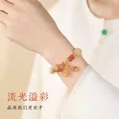 子婳 文玩手持念珠盘玩复古民族风国潮文化气质好运连连设计精致南瓜造型高级感 金丝玉 手串 女款