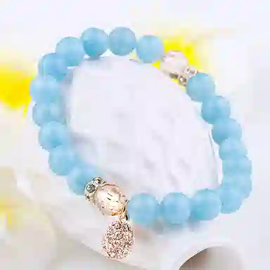 子婳 韩系个性时尚清新森系转运珠国潮美学前程似锦优雅百搭气质女神学生手饰 蓝水晶 手串 女款