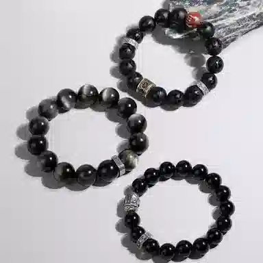 子婳 复古文艺招财进宝佛珠小众设计高级感 黑曜石 玉石手串 男款