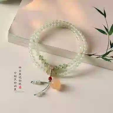 子婳 新中式招财转运珠好运莲莲复古文艺清新简约优雅气质串珠 琉璃 手串 女款