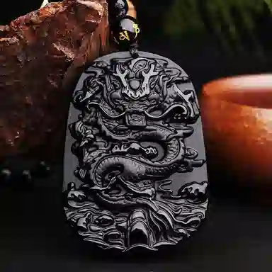 子婳 霸气龙招财吸金龙王精美雕刻吉祥如意专属时尚潮流 黑曜石 吊坠 男女同款情侣款