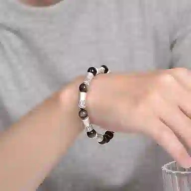 子婳 竹节新中式考试上岸手绳#好运 黑曜石 手串 男款