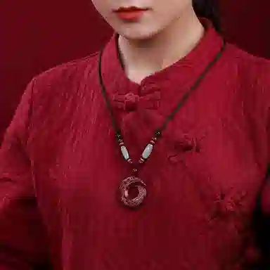 子婳 时来运转本命年平安扣紫金砂复古国潮时尚精致轻奢大气 朱砂 吊坠 男女同款情侣款