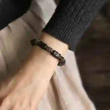 子婳 新中式复古民族风手工肌理纹个性搭配文玩转运珠饰品 黑檀 手串 男女同款情侣款