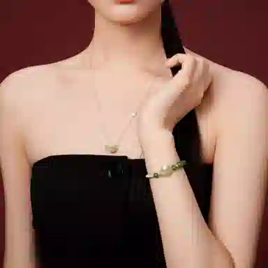 子婳 元宝蛇绿玉串珠 岫玉饰品本命年转运招财进宝复古风小众轻奢优雅百搭#好运 蛇纹玉 手链 女款