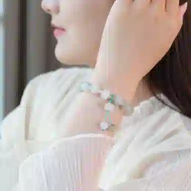 子婳 新中式复古风古典设计森系清新简约转运福气念珠手持串珠 天山翠 手串 女款