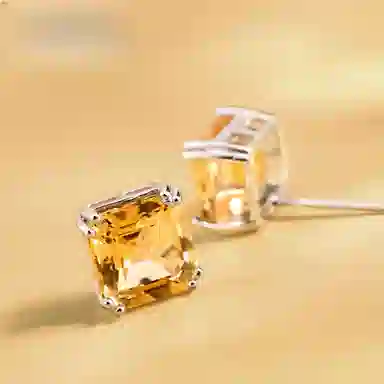 子婳 珍藏级阿斯切 方形 轻奢优雅气质高级感耳饰#好运 黄水晶 耳钉 女款