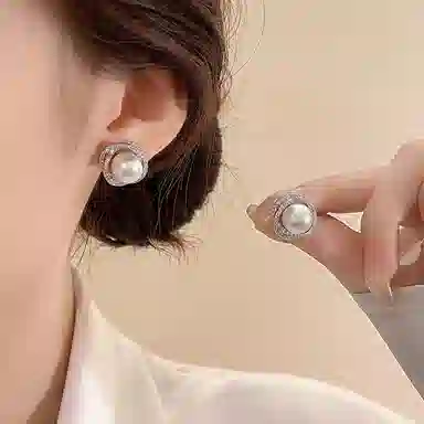 子婳 珍珠气质大气轻奢高级感耳饰优雅时尚简约贵气 合金 耳钉 女款