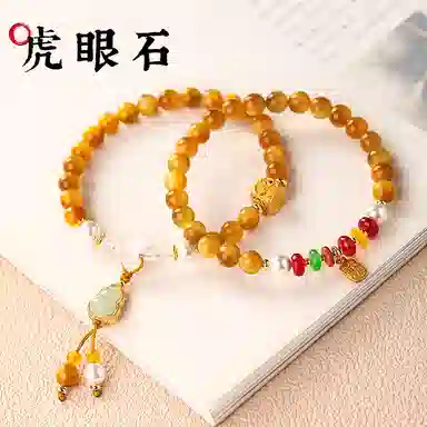 子婳 新中式招财福禄转运珠轻奢高级感复古精致时尚优雅手饰#好运 虎眼石 手串 女款