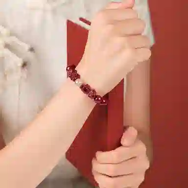 子婳 本命年招财转运珠小众设计高级双貔貅复古国风简约优雅好运手饰 朱砂 手串 男女同款情侣款