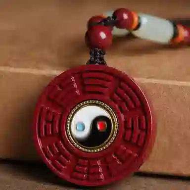 子婳 太极八卦坠招财转运平安顺逐新中式民族国风小众精致时尚简约百搭项链挂件饰品 朱砂 吊坠 男女同款情侣款
