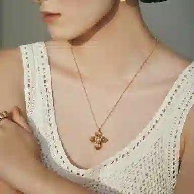 子婳 招财纳福好运连连美拉德四叶草金刚杵十字架设计精美轻奢浪漫甜美优雅气质精致独特 虎眼石 吊坠 女款