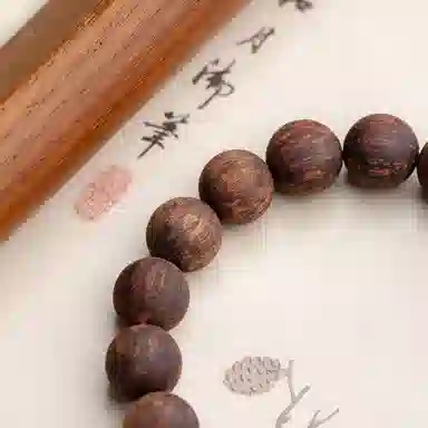 子婳 黄油麻丝单圈素串复古文玩木质串珠复古经典自然香气健康养生健康养生 降真香 手串 男女同款情侣款