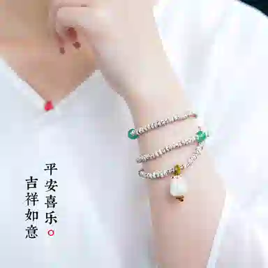 子婳 双圈叠戴招财转运珠吉祥如意好运连连小众复古民族风珠串 星月菩提 手串 女款