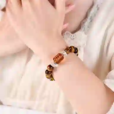子婳 财神三面招财珠子散珠五行缺土补土五路财神招财纳福诸事顺利复古时尚轻奢高级感#好运 虎眼石 手串 男女同款情侣款