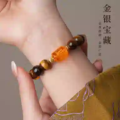 子婳 招财三面珠子散珠五行缺土补土五路财神转运诸事顺利小众国风设计高级感气质百搭#好运 虎眼石 手串 男女同款情侣款