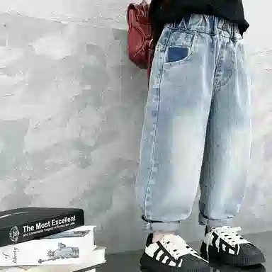 唐狮童装牛仔裤 潮流简约舒适松紧腰 中小童