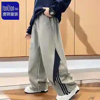 唐狮童装 纯色休闲 简约时尚 个性拼接 男款 长裤高级感儿童运动裤