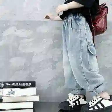 唐狮童装牛仔裤 潮流简约舒适松紧腰 中小童