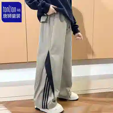 唐狮童装 纯色休闲 简约时尚 个性拼接 男款 长裤高级感儿童运动裤