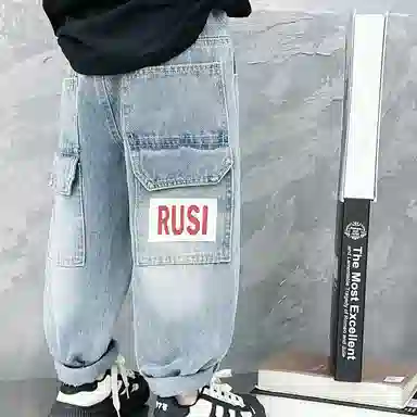 唐狮童装牛仔裤 潮流简约舒适松紧腰 中小童