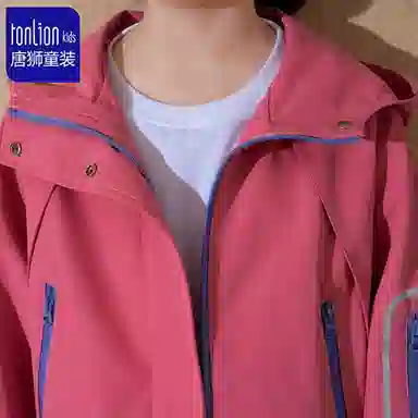 唐狮童装冲锋衣 户外纯色时尚 耐磨透气防风 连帽外套女款 儿童款 