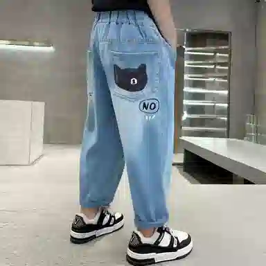 唐狮童装牛仔裤 时尚舒适卡通字母 中小童
