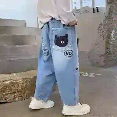 唐狮童装牛仔裤 时尚舒适卡通字母 中小童