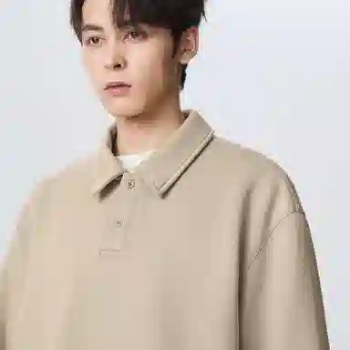 红豆 无性别主义美式复古男款纯色宽松休闲落肩袖半拉链舒适透气日常通勤翻领加绒卫衣 男女同款