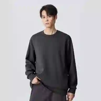 红豆 无性别主义男款宽松休闲百搭软糯亲肤柔软舒适日常通勤空气层落肩袖套头纯色圆领卫衣 男女同款