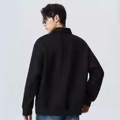 红豆 无性别主义美式复古男款纯色宽松休闲落肩袖半拉链舒适透气日常通勤翻领加绒卫衣 男女同款