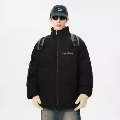 徐百货 复古潮流简约上衣外套高级感艺术签名字母基础款美式高街宽松面包服痞帅百搭棉服 男女同款