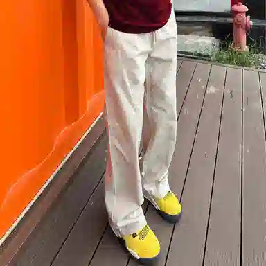 虫小绿 美式斜切直筒潮流速干百搭弯刀工装休闲户外徒步登山春夏款针织运动裤 男女同款