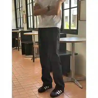 虫小绿 美式斜切直筒潮流速干百搭弯刀工装休闲户外徒步登山春夏款针织运动裤 男女同款