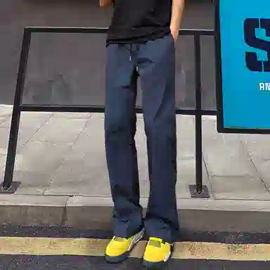 虫小绿 美式斜切直筒潮流速干百搭弯刀工装休闲户外徒步登山春夏款针织运动裤 男女同款