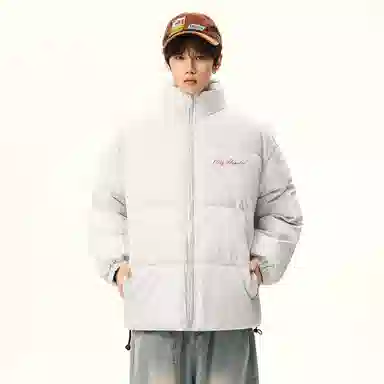 徐百货 复古潮流简约上衣外套高级感艺术签名字母基础款美式高街宽松面包服痞帅百搭棉服 男女同款